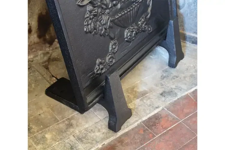 Cast Iron Fireback Supports – Black Powder-Coated Finish Fireplace Boots