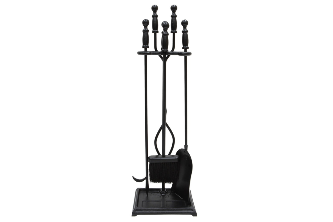 Westminster Fireplace Tool Set in All Black – Made of Cast Iron 4-Piece Hearth Tool Kit