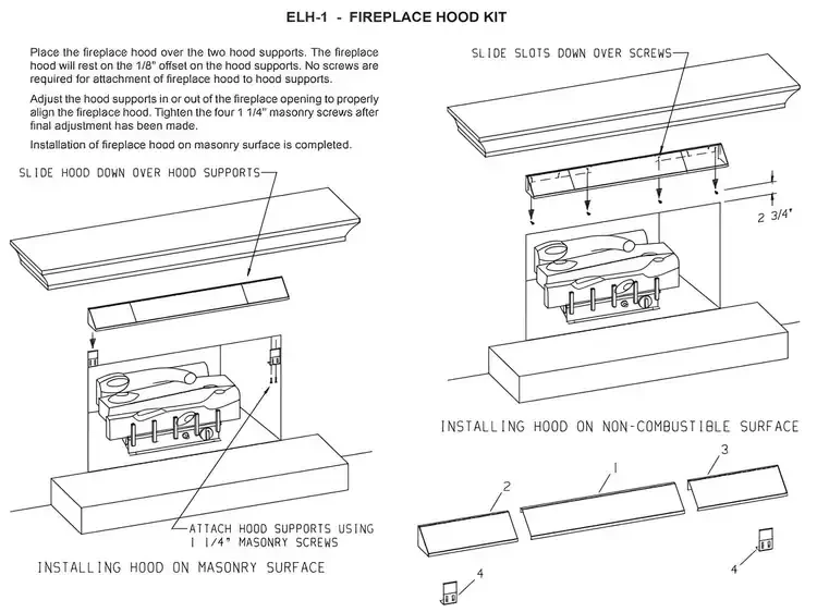 28" to 48" Matte Black Adjustable Fireplace Hood Installation Instruction