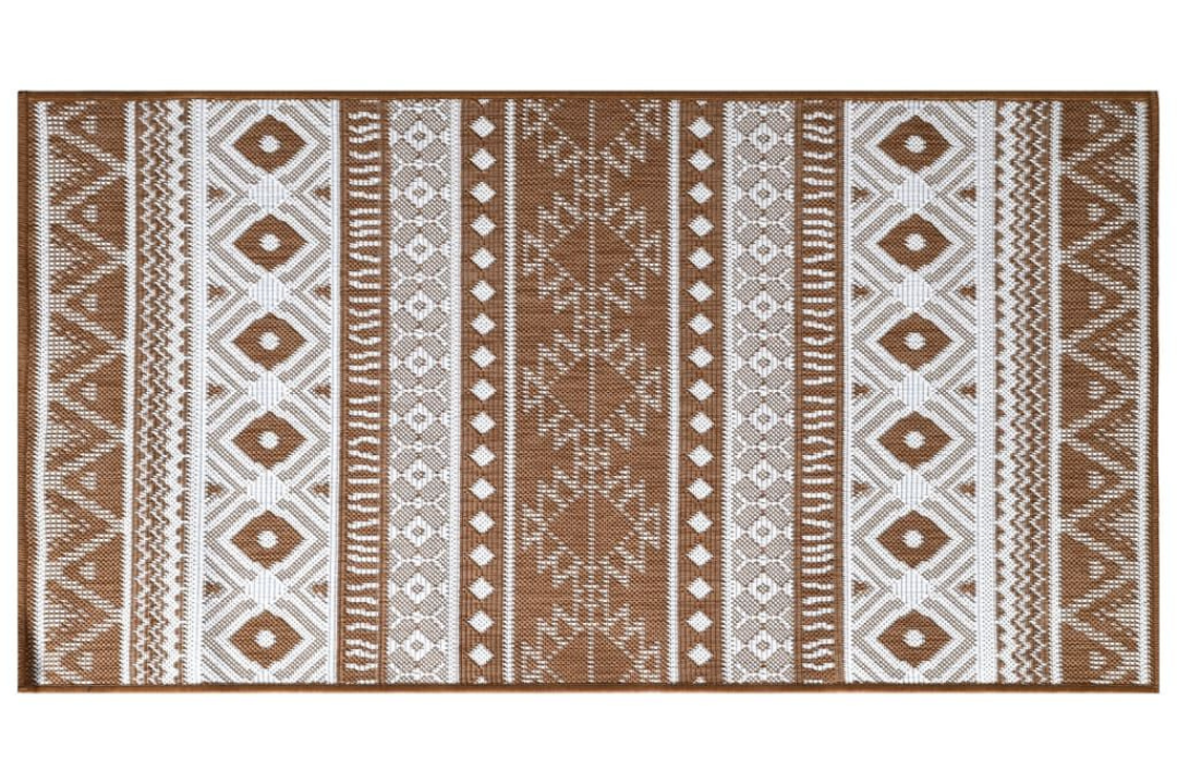 Outdoor Rug Brown and White 80 x 150 cm Reversible Made of 100% Polypropylene