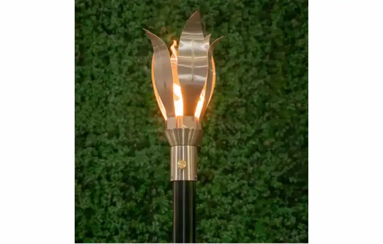Flower Stainless Steel Gas Tiki Torch Head Lit