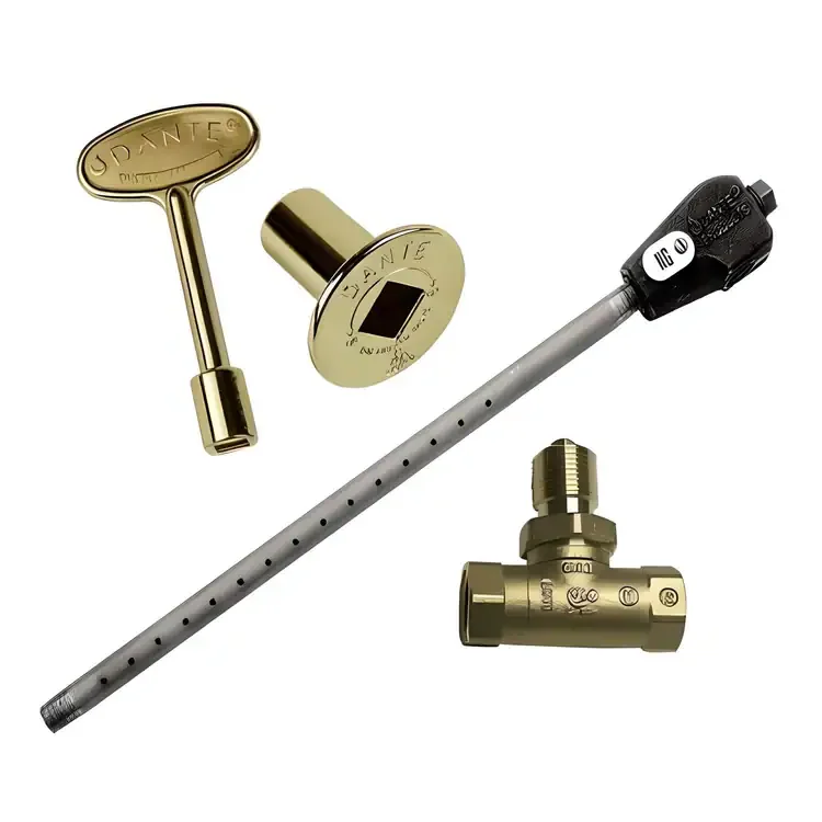LP 17" Log Lighter Combo Pack  With Straight Ball Valve And 3 ” Brass Key & Floor Plate