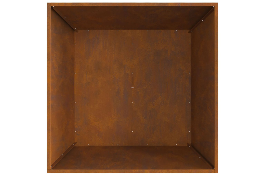 Spacious Fire Pit Square 80 x 80 x 40 cm in Rusty Brown Weathering Steel