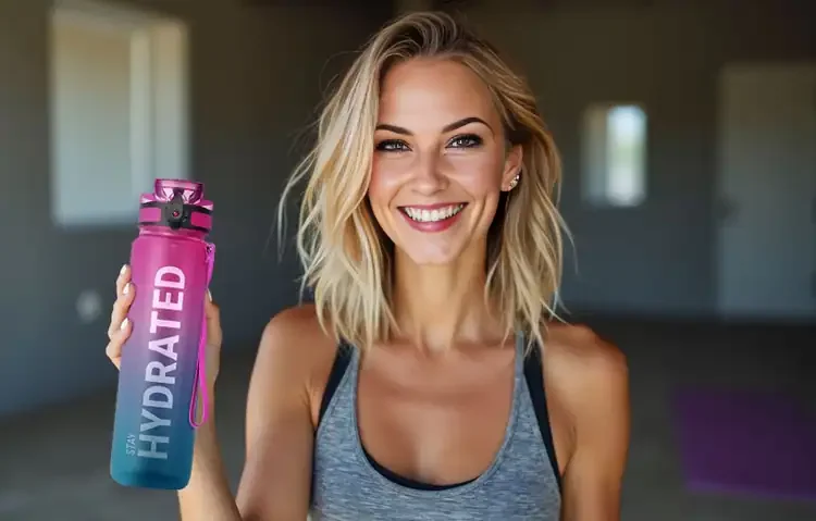 32 oz Inspirational Sports Water Bottle with Time Markers - Pink & Blue