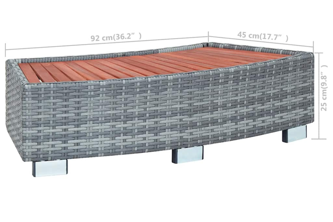 Spa Step Poly Rattan 92 x 45 x 25 cm in Gray Specifications