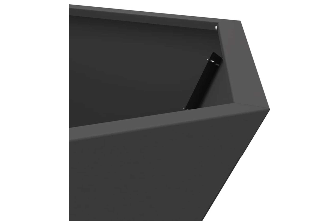 Spacious Fire Pit Hexagonal Black Cold-Rolled Steel – Outdoor Wood Burning in 75 x 75 x 28 cm
