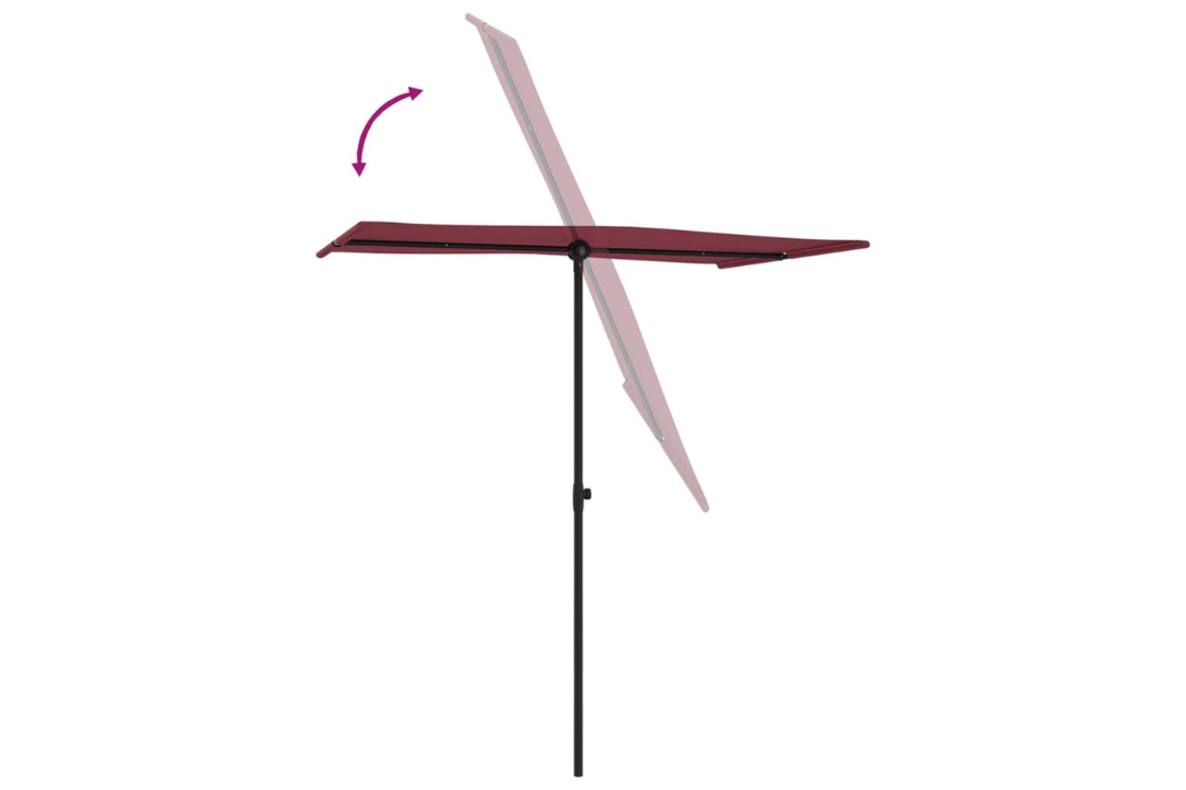 Garden Parasol 180x110 cm with Aluminum Pole in Bordeaux Red with 180 Degree Rotation