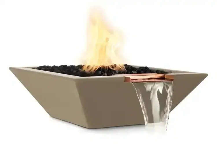 24" Maya Fire & Water Bowl GFRC Concrete - Brown