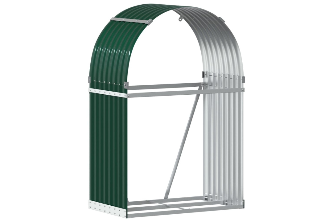 Galvanized Steel Firewood Log Holder Rack – 31.5 x 17.7 x 47.2" in Green