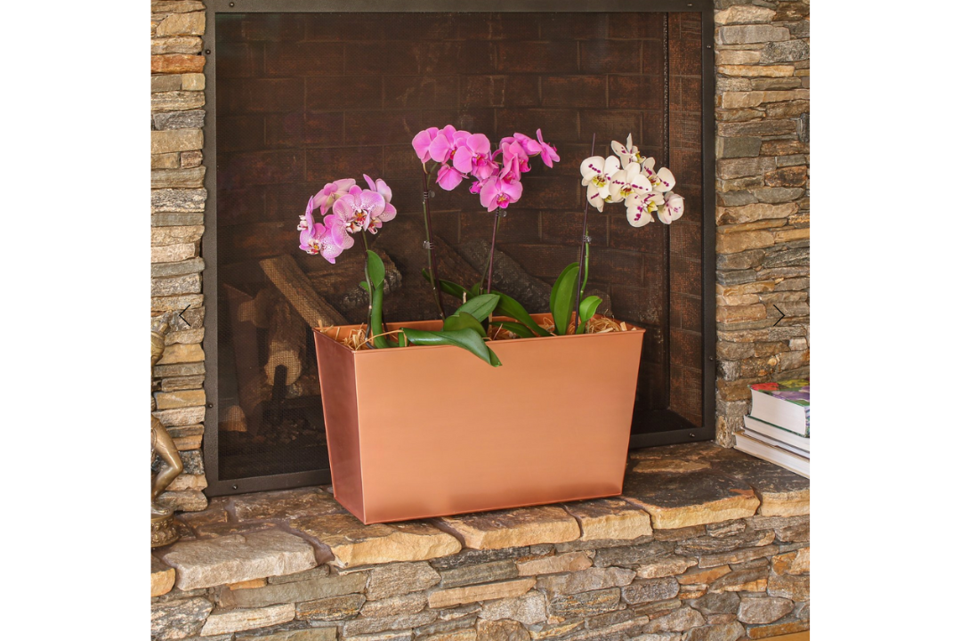 SOLARIA Copper-Plated Tall Flower Box – Indoor/Outdoor Modern Planter