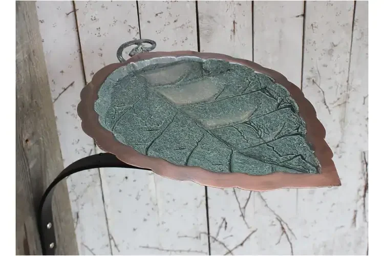Aspen Leaf Birdbath & Wall Mount Bracket with 2 Holes