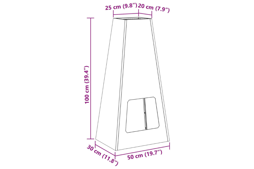 Fire Pit Cone 50 x 35 x 100 cm in Black Cold-Rolled Steel Specifications
