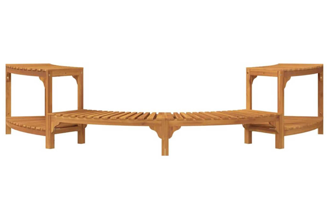 Hot Tub Surround Half-Round Solid Wood Acacia Treated to Resist Moisture in 272 x 120.5 x 55.5 cm