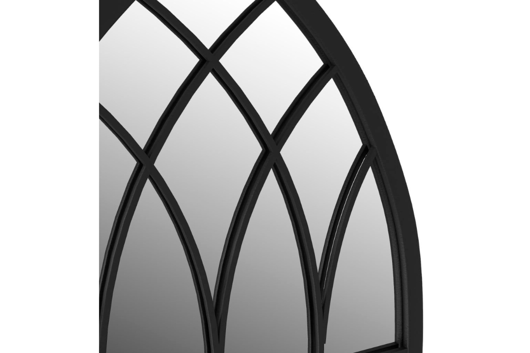 Sleek Gothic Arch Outdoor Garden Mirror 100 x 45 cm in Black