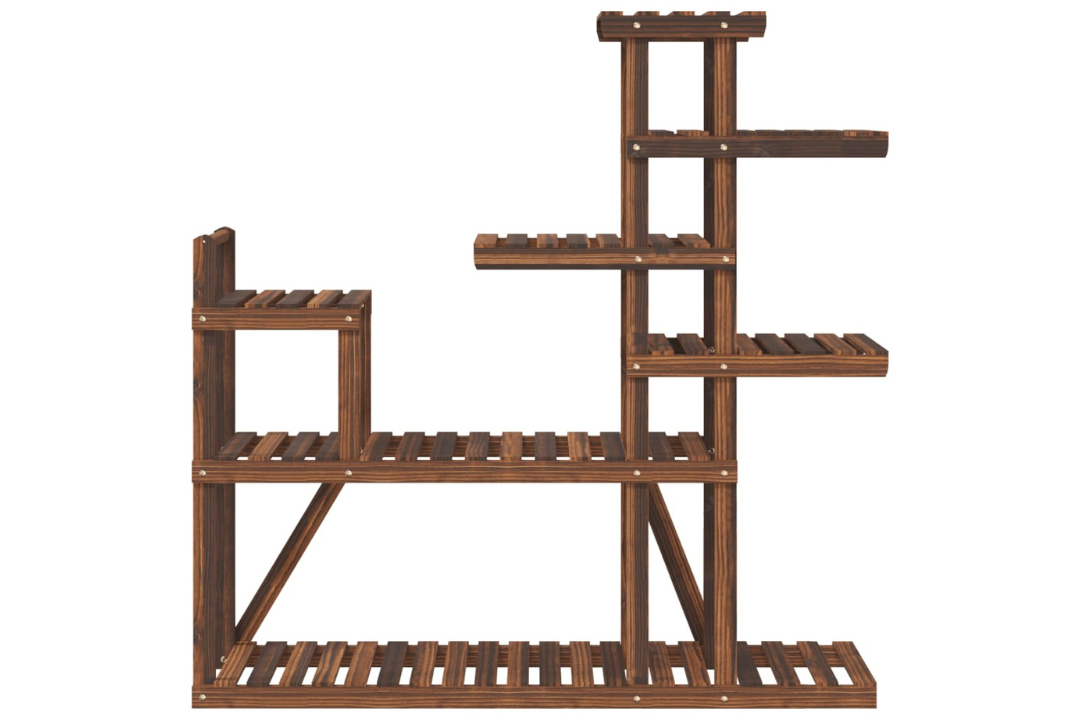 Durable Solid Wood Fir Flower Stand 110 x 25 x 111 cm in Carbonized Brown