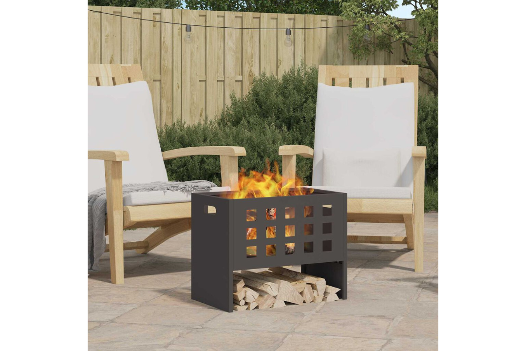 Fire Pit Rectangular 50 x 30 x 40 cm in Black Cold-Rolled Steel