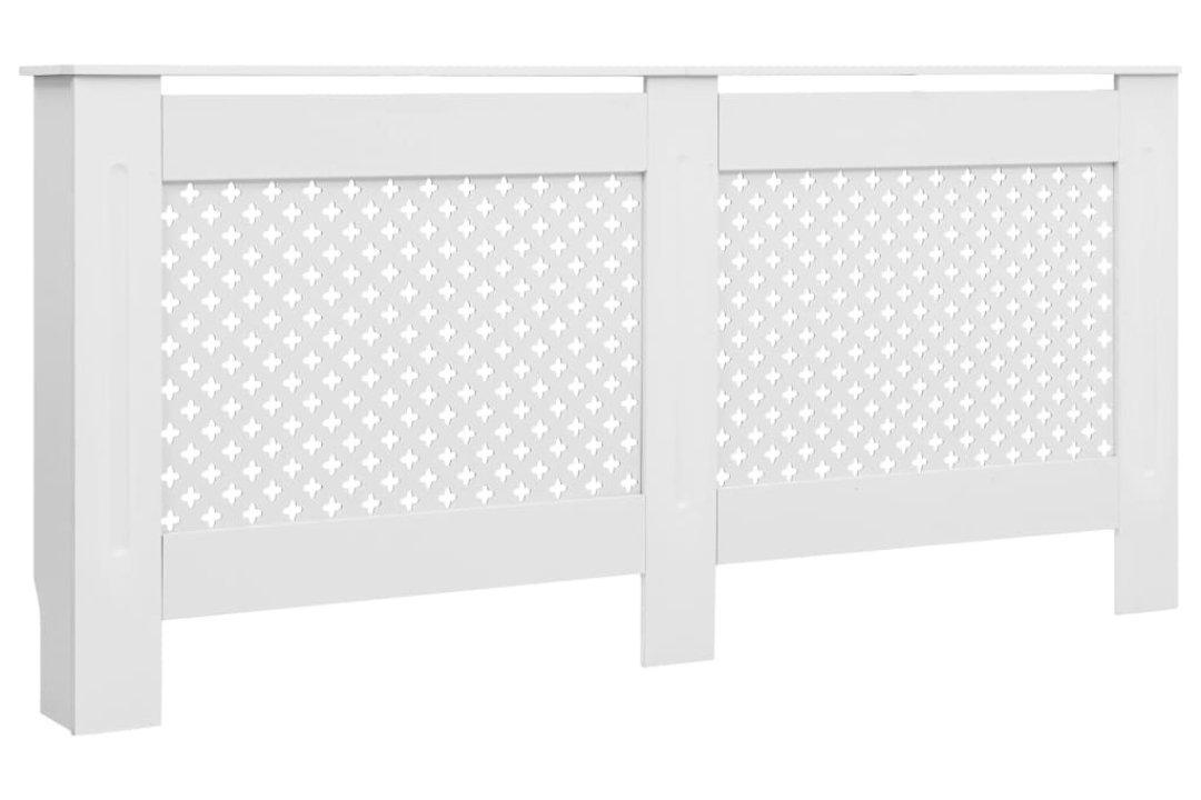 Radiator Cover MDF Modern Slatted Cabinet in White