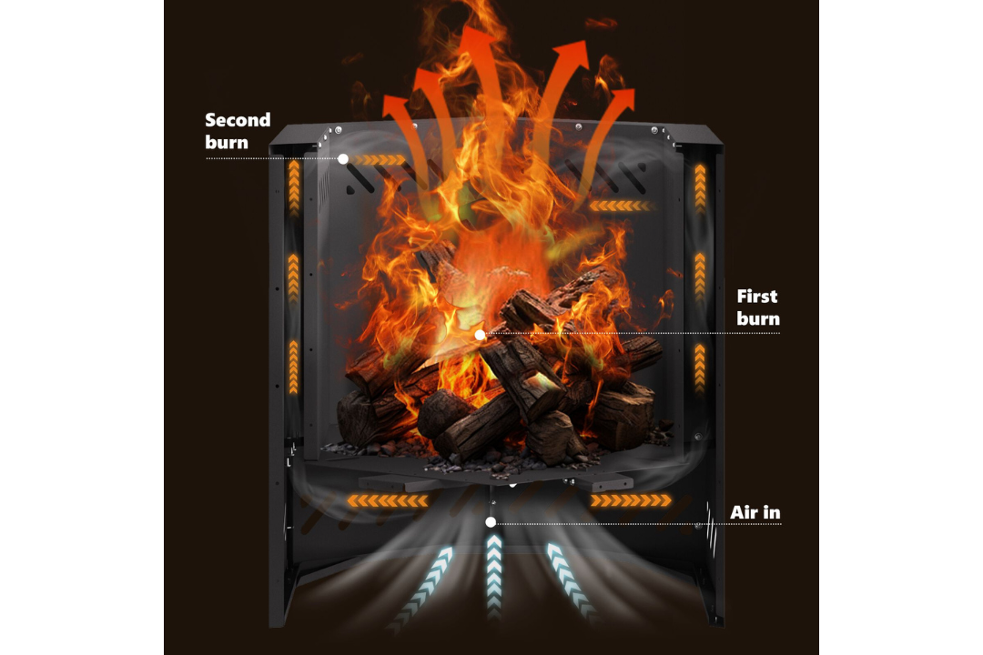 Smokeless Fire Pit Hexagonal 48 x 48 x 51 cm in Black Cold-Rolled Steel Features