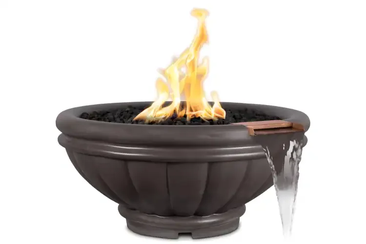 The Outdoor Plus 24" Roma GFRC – Fire & Water Bowl - Chestnut
