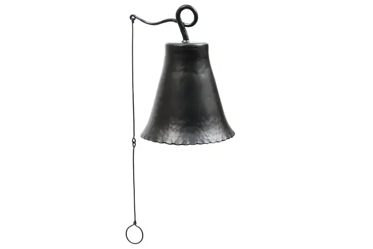 Large Wrought Iron Knocker Bell in Graphite Powder Coat Finish