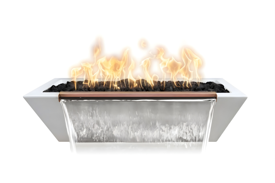 The Outdoor Plus 48" Maya Linear GFRC Fire & Water Bowl