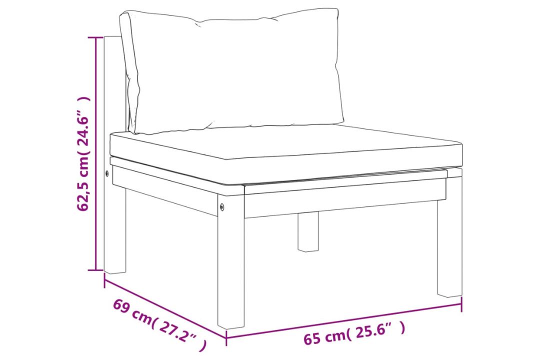 10 Piece Garden Lounge Set with Cream Cushion Solid Acacia Wood Middle Sofa Specifications