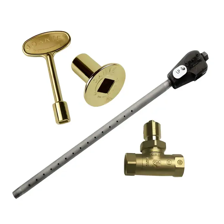 17" Log Lighter Combo Pack  With Straight Ball Valve And 3 ” Brass Key & Floor Plate