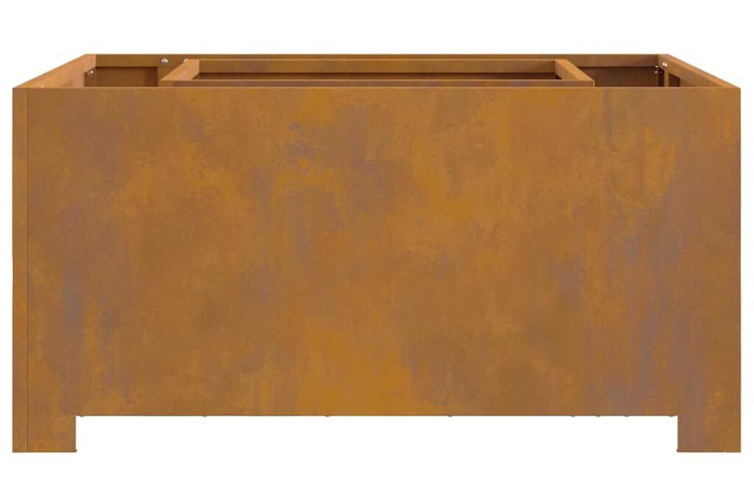Outdoor Fire Pit Square 80 x 80 x 40 cm in Rusty Brown Weathering Steel