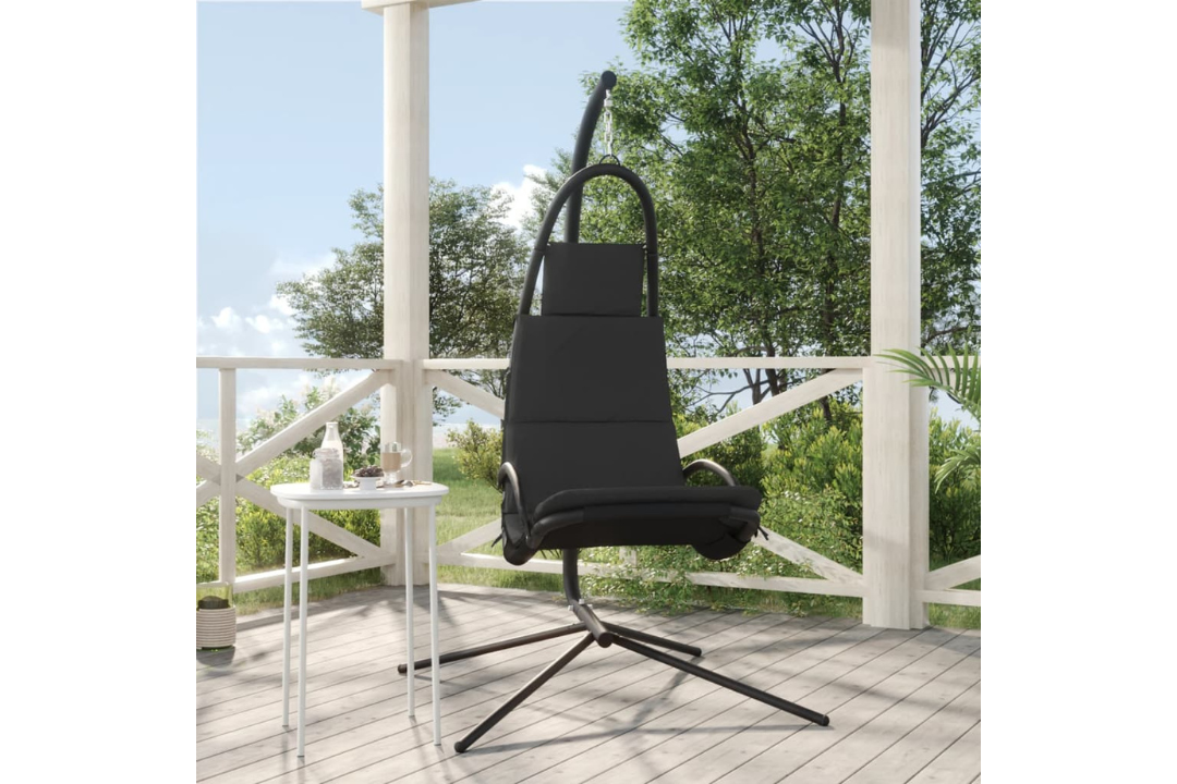 Garden Swing Chair with Cushion Oxford Fabric and Steel in Dark Gray