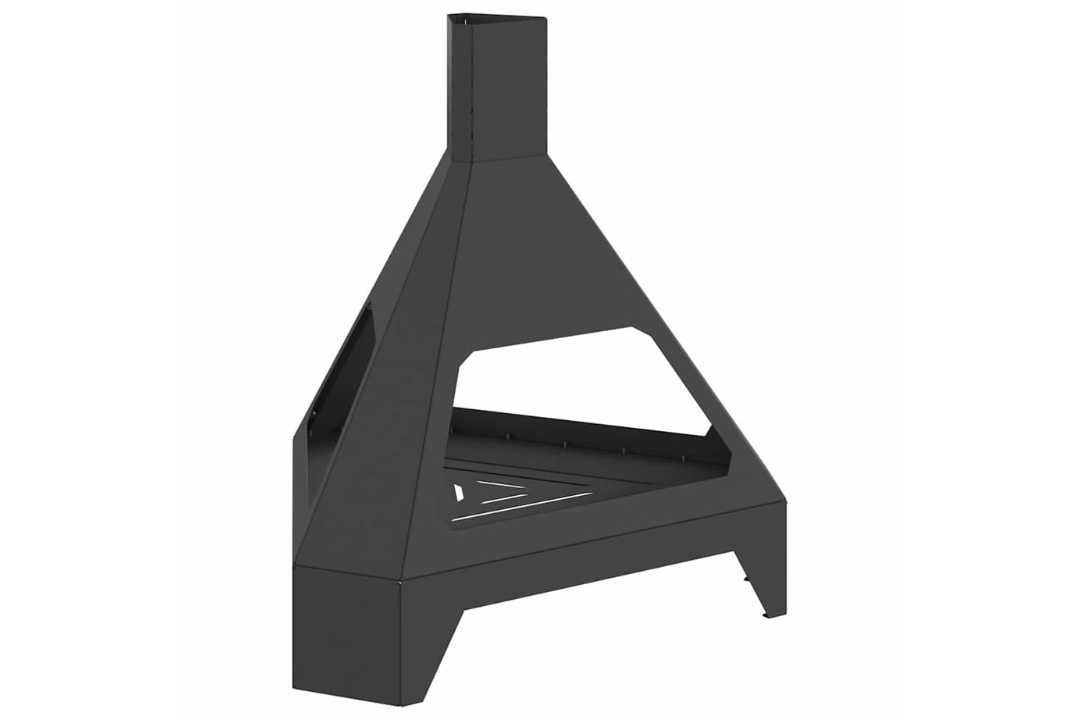 Fire Pit with Chimney 50 x 43 x 52 cm in Matte Black