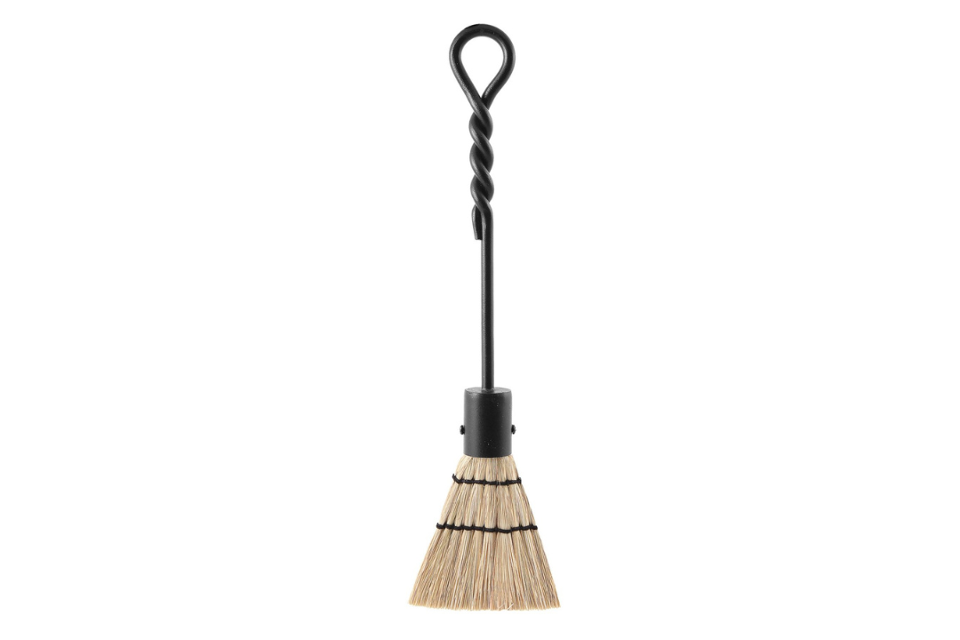 Rope Handle Mini Brush Fireplace Tools – Wrought Iron, Black Finish