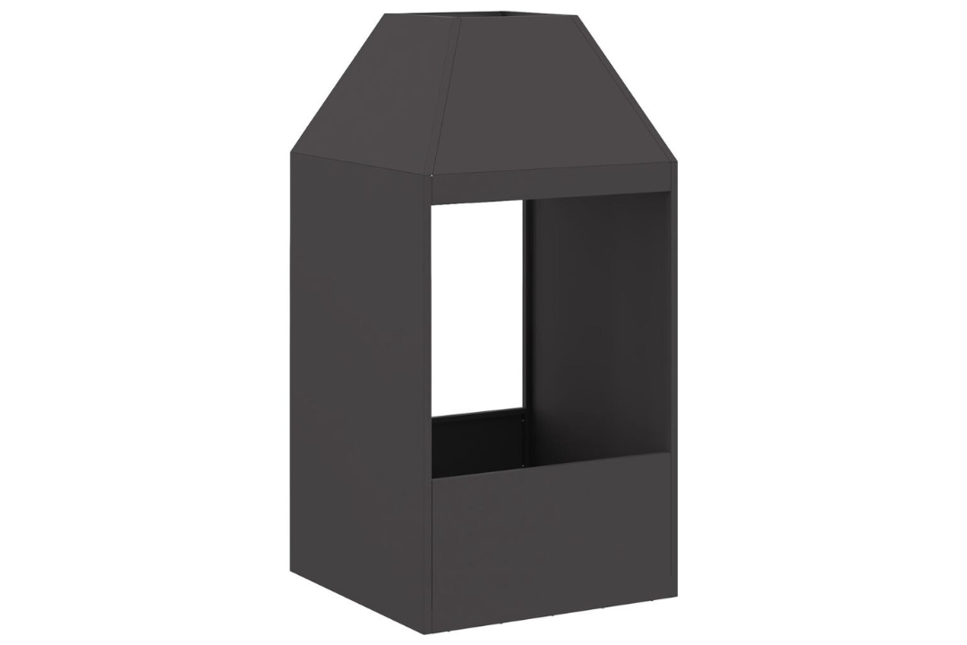 Rust-Resistant Rectangular Black Fire Pit 50 x 50 x 100 cm