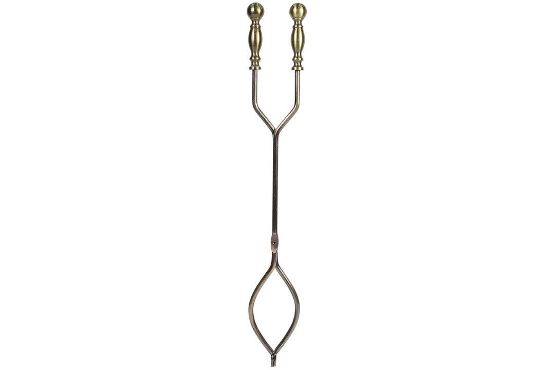 Sutton Fireplace Tool Set Tongs in Antique Brass