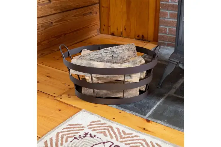Shaker Log Bin in Roman Bronze Powder Coated Finish