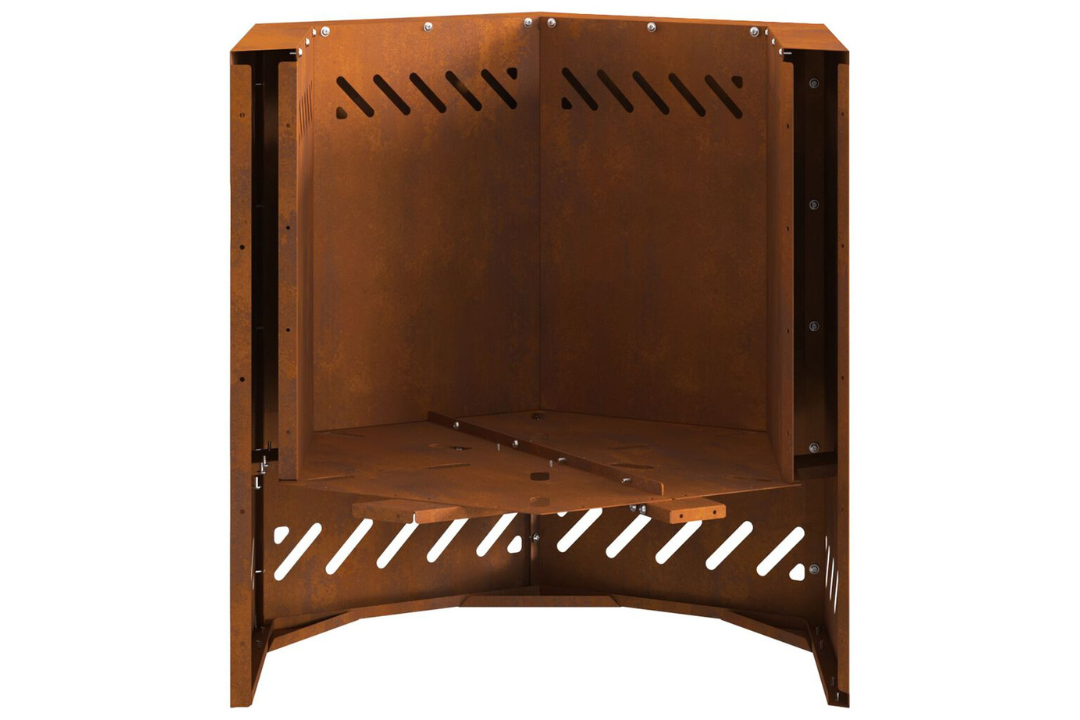 Aesthetic Smokeless Fire Pit Hexagonal 48 x 48 x 51 cm in Rusty Brown Weathering Steel