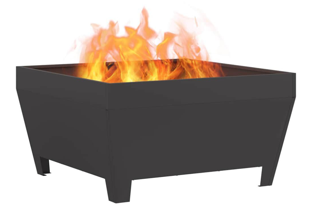 Fire Pit Square 80 x 80 x 43 cm Steel in Matte Black Cold-Rolled Steel