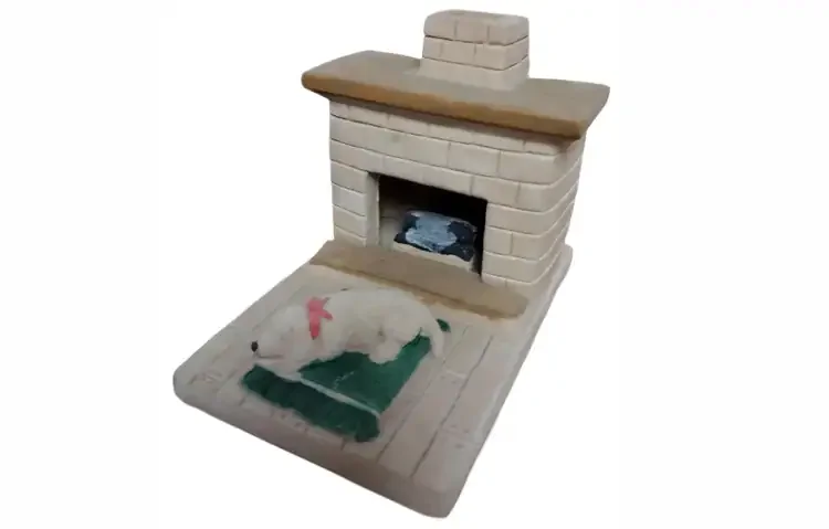 Country Hearth with Grey Puppy | Incense Burner