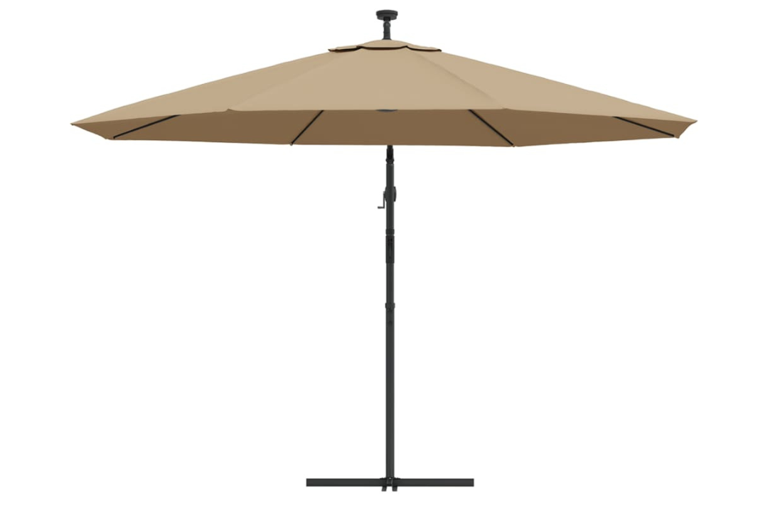 Cantilever Garden Parasol with LED Lights and Metal Pole 350 cm in Taupe with Anti-Fade Polyester