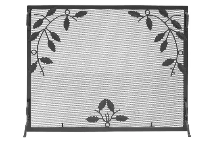 Weston Flat Fireplace Screens – Hand-Forged Decorative Hearth Guard Made from Wrought Iron in Graphite 38” X 30”