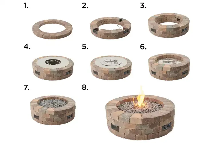 Bronson 59" Round Gas Fire Pit Kit Step by Step Visual