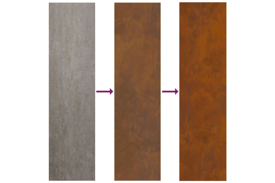 Fire Pit Rectangular 50 x 30 x 40 cm in Rusty Brown Weathering Steel Developing Rust