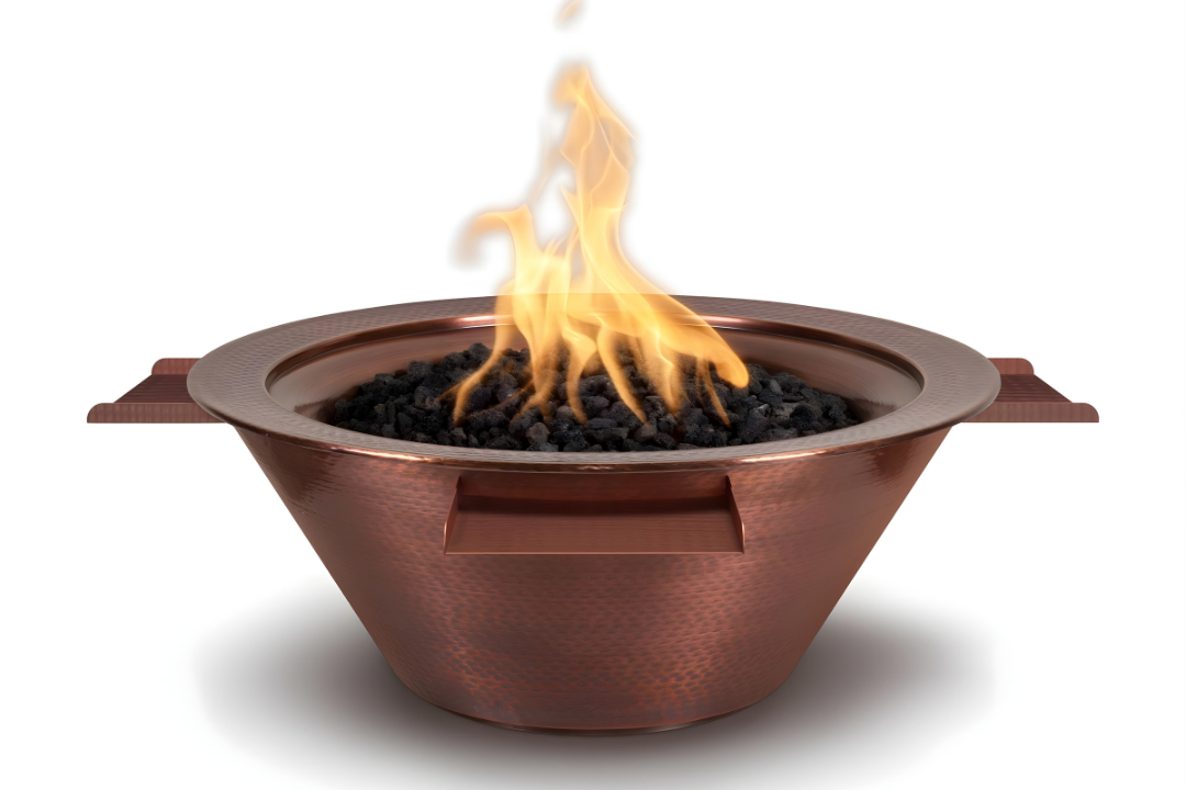 The Outdoor Plus 30" Cazo Fire & Water Bowl ® Copper 4-Way Spill