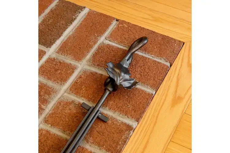 Maple Leaf Fireplace Tool Set – 35” Wrought Iron Tools with Decorative Stand and Maple Leaf Handle in Graphite