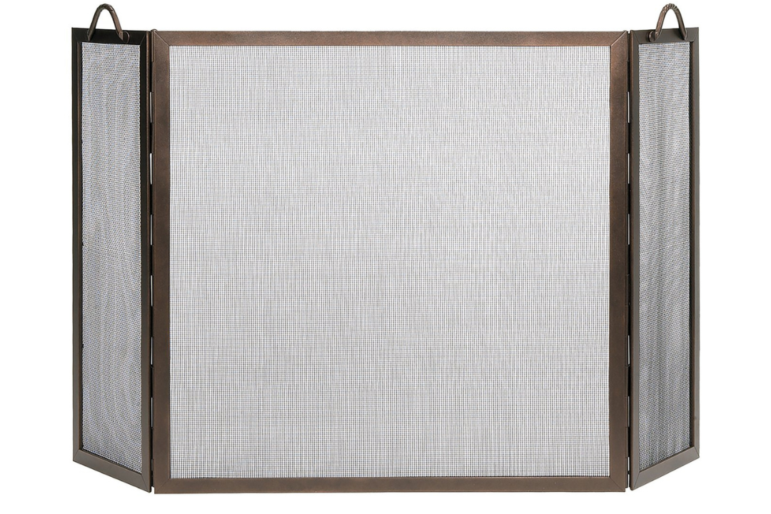 Twisted Rope Folding Fireplace Screen in Roman Bronze Made of Wrought Iron