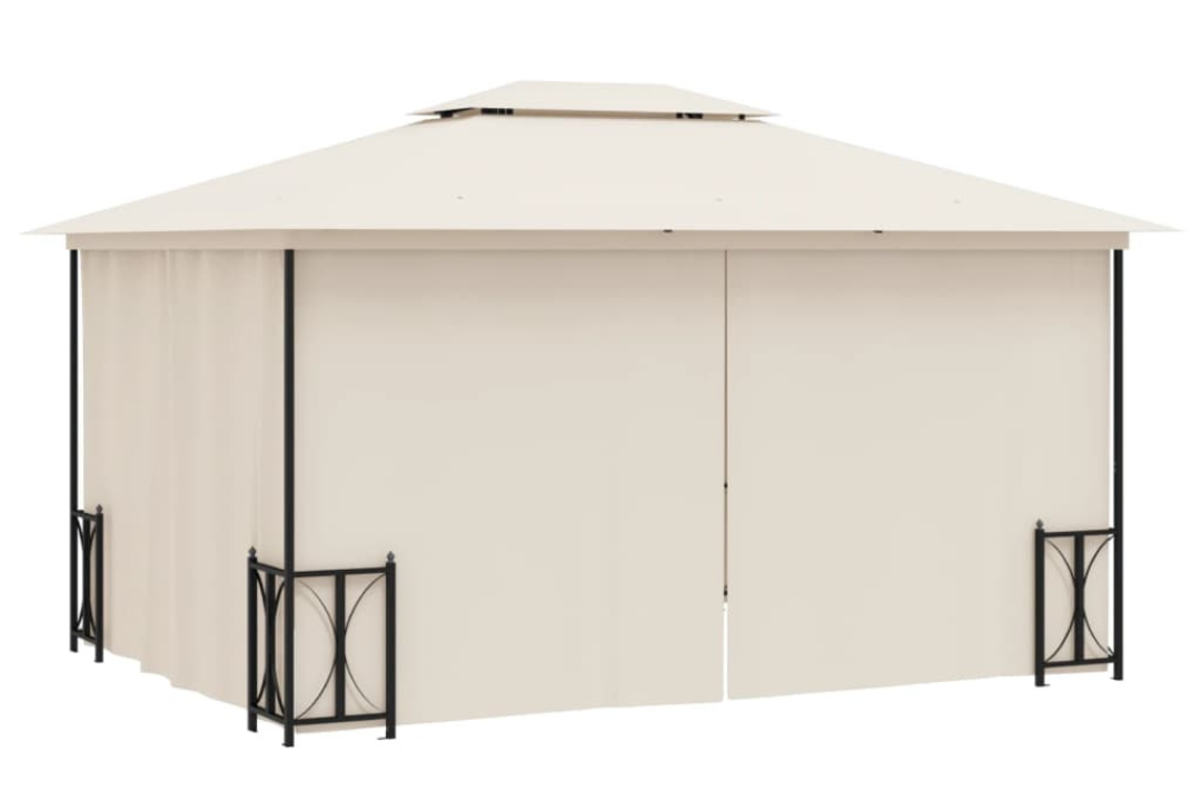 Gazebo with Sidewalls & Double Roofs in Cream 3 x 4 m with Removable Side Walls