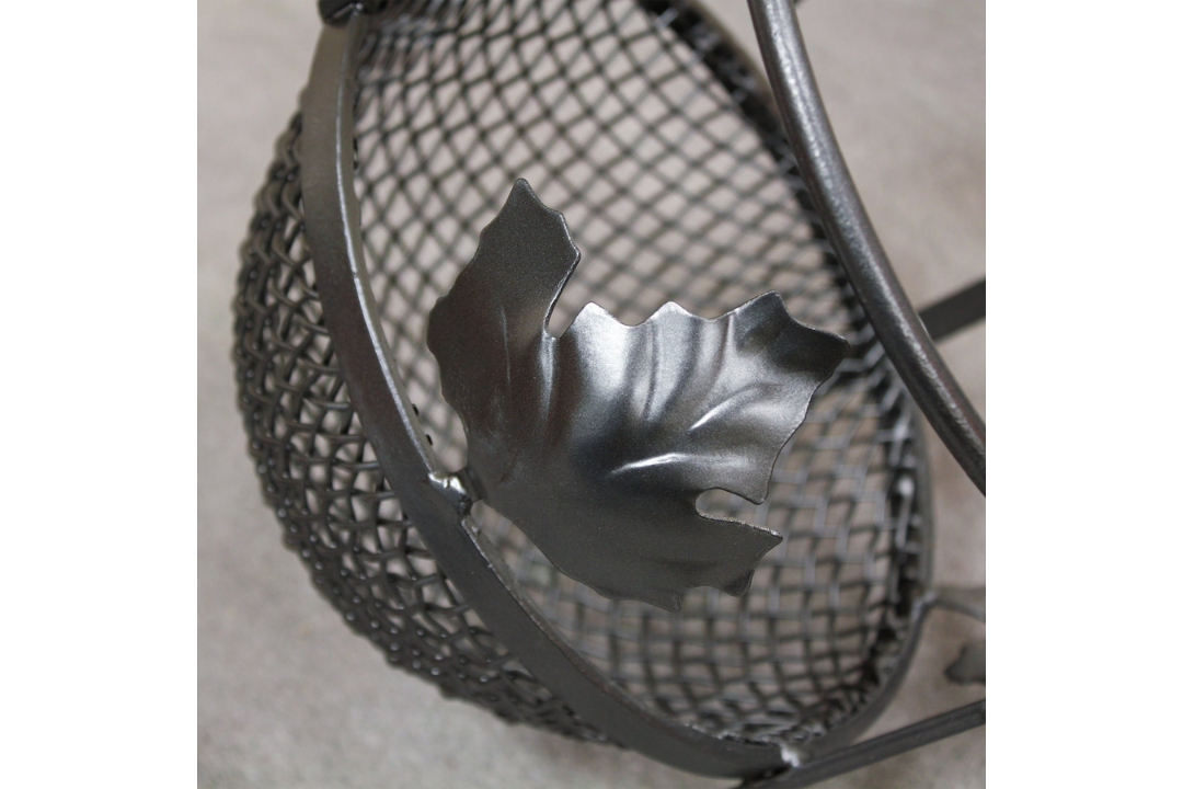 European Fatwood Caddy – Wrought Iron Kindling Holder with 4 lbs Fatwood with Elegant Maple Leaf Cutouts