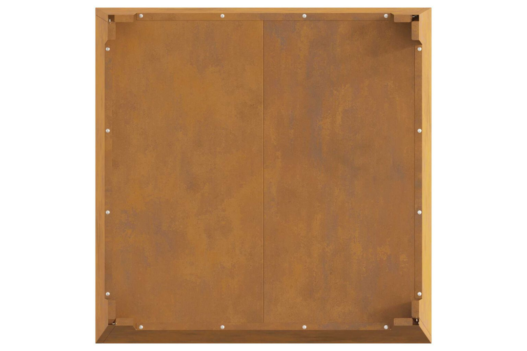 Modern Fire Pit Square 80 x 80 x 43 cm Steel in Rusty Brown Weathering Steel