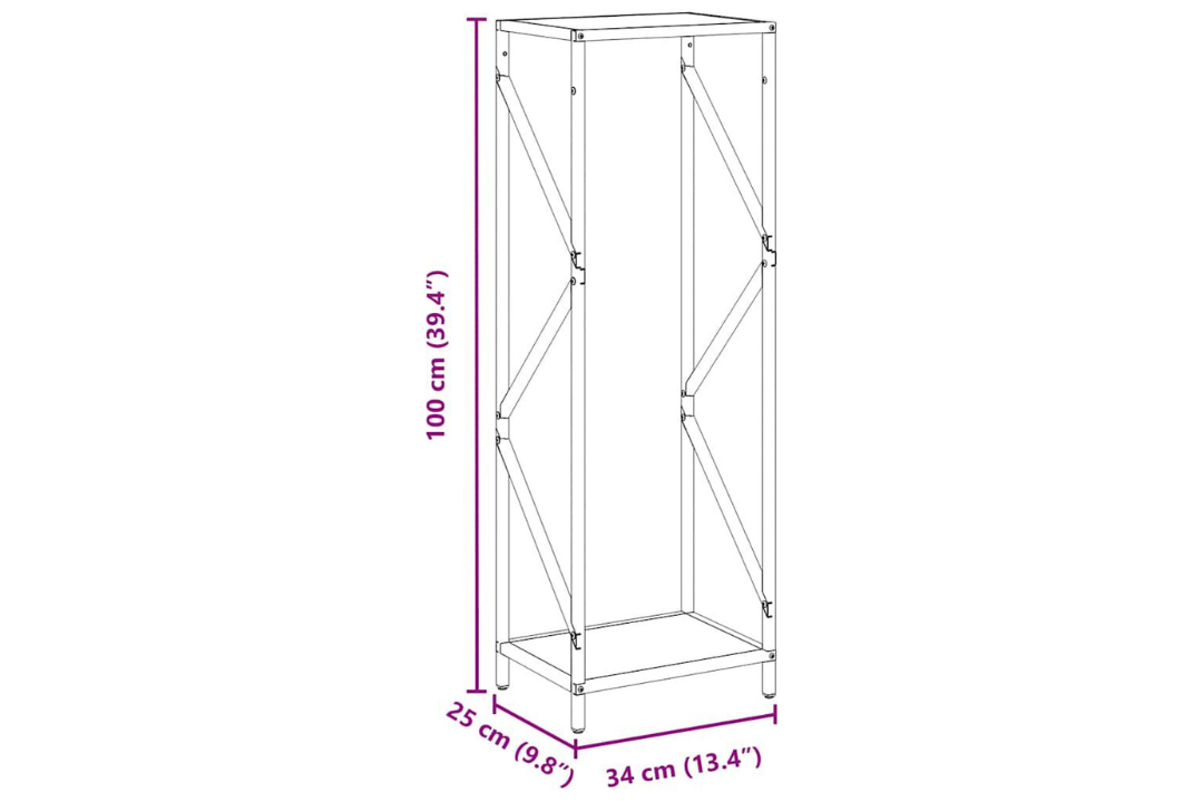 Firewood Rack 34 x 25 x 100 cm in Black Made of Cold-Rolled Steel Specifications
