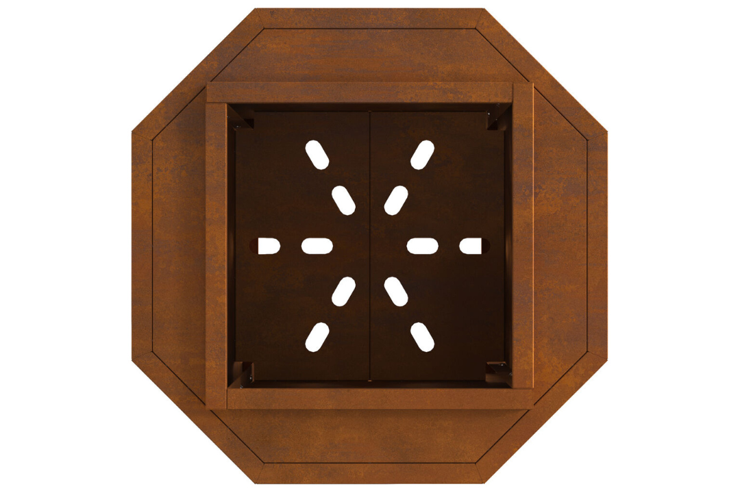 Sleek Smokeless Fire Pit 38 x 38 x 51 cm in Rusty Brown Weathering Steel