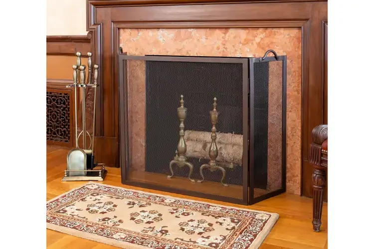 Twisted Rope Folding Fireplace Screen in Roman Bronze